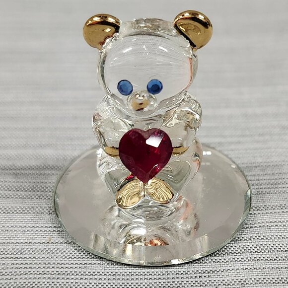 Glass Baron Mini 1" Bear with a Crystal Red Heart - Picture 1 of 7